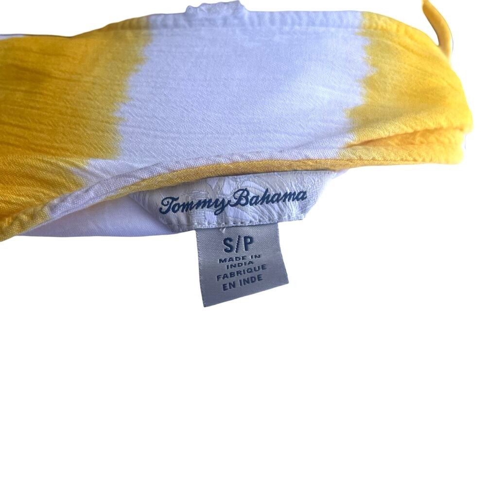 TOMMY BAHAMA Yellow‎ White Stripe Wrap Hi-Low Sleeveless Sundress Small Petite - Picture 4 of 6